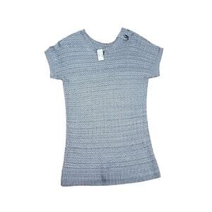 NWT Maurices Sz 1 Grey Open Knit Sweater Top Pullover Short Sleeves Oversize